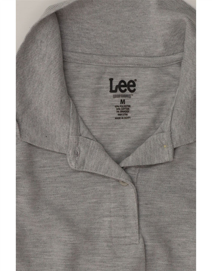 Lee Womens Polo Shirt UK 12 Medium Grey Flecked Cotton