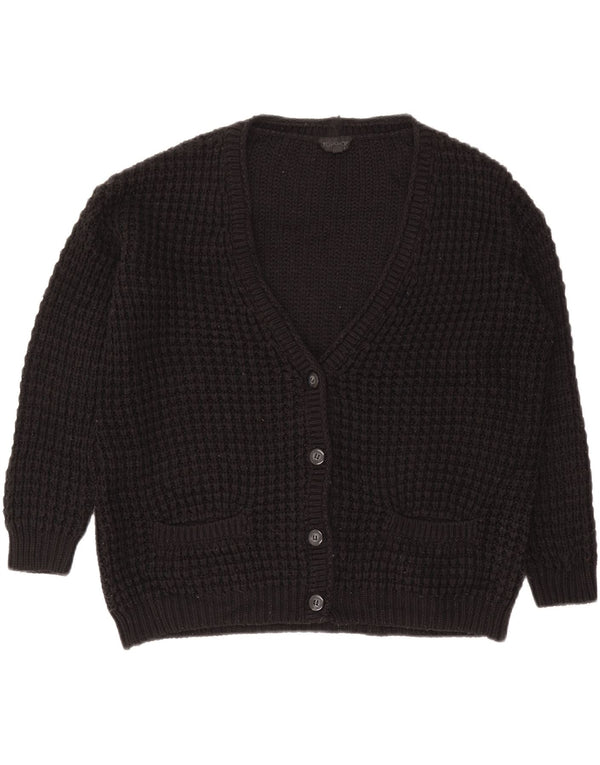 Topshop Womens Oversized Cardigan Sweater UK 8 Small Black Acrylic