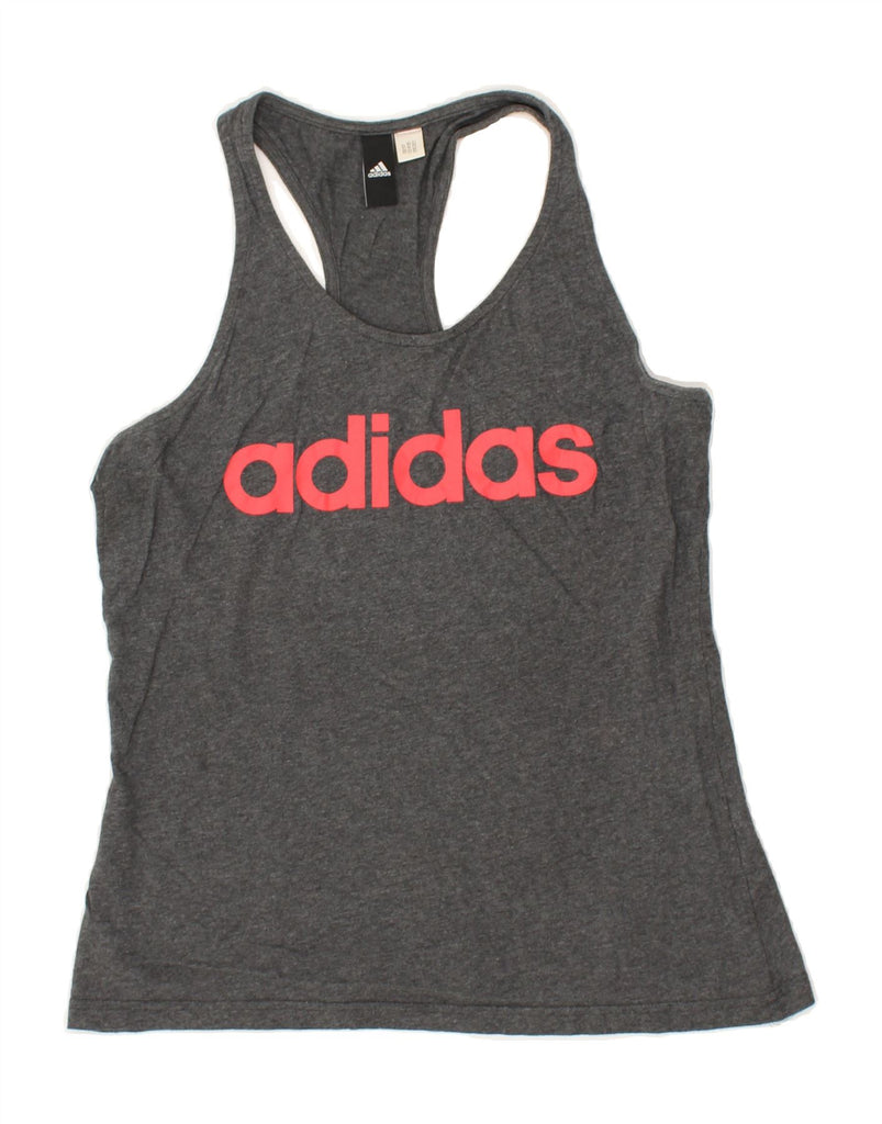 ADIDAS Womens Graphic Vest Top UK 12 Medium Grey | Vintage Adidas | Thrift | Second-Hand Adidas | Used Clothing | Messina Hembry 