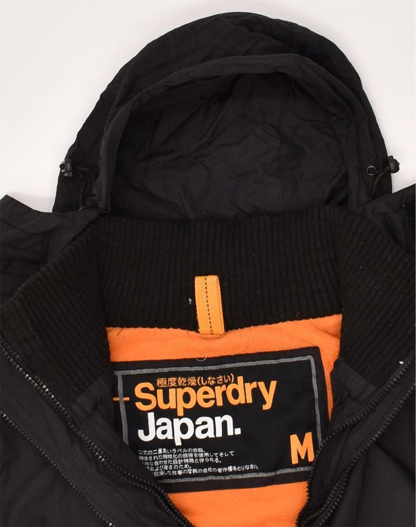 SUPERDRY Womens Hooded Windbreaker Jacket UK 14 Medium Black Nylon | Vintage Superdry | Thrift | Second-Hand Superdry | Used Clothing | Messina Hembry 