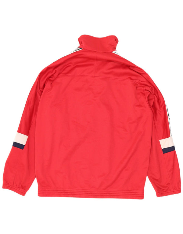 Asics Boys Graphic Tracksuit Top Jacket 13-14 Years Red Colourblock Sports