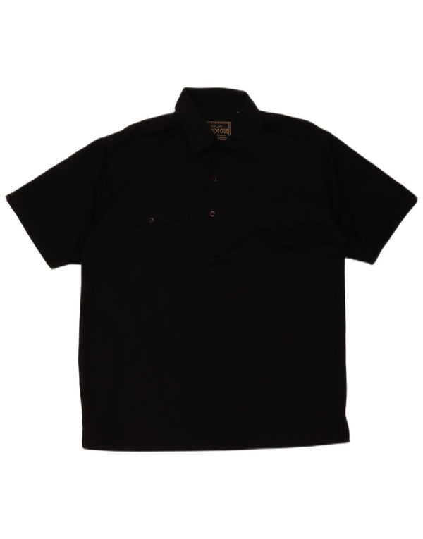 Cotton Club Mens Polo Shirt Medium Black Polyester
