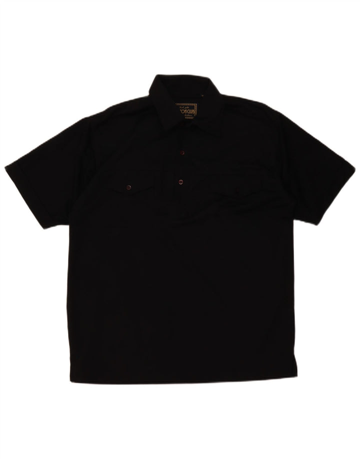 Cotton Club Mens Polo Shirt Medium Black Polyester