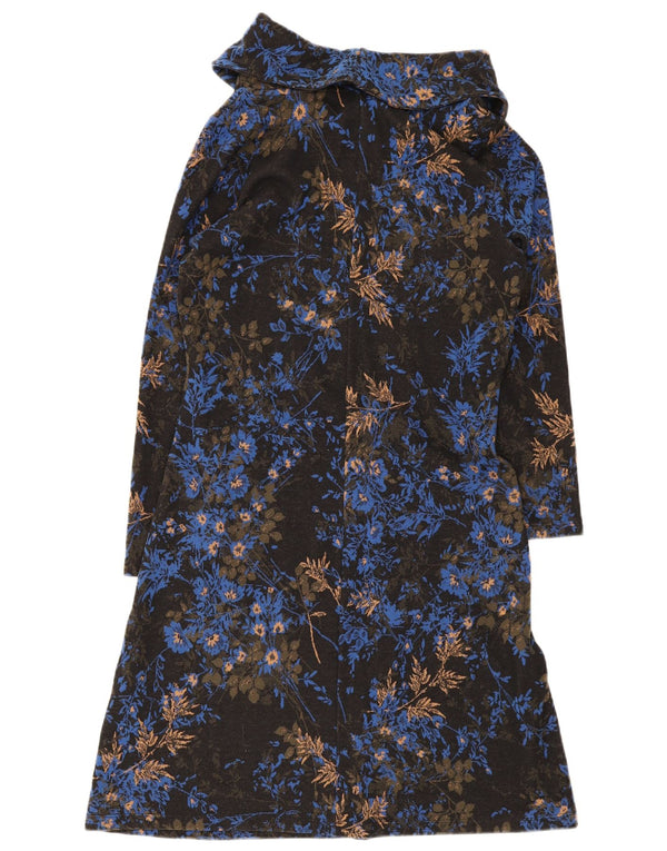 Joe Browns Womens Long Sleeve Jumper Dress UK 12 Medium Black Floral Cotton