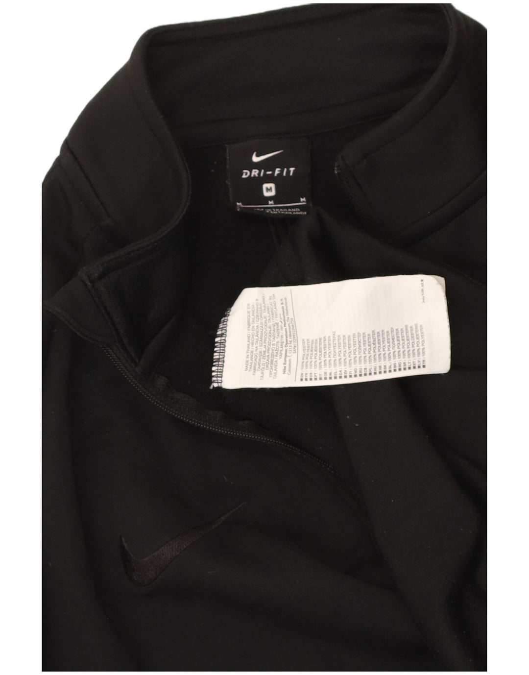 NIKE Mens Dri Fit Zip Neck Top Long Sleeve Medium Black Polyester