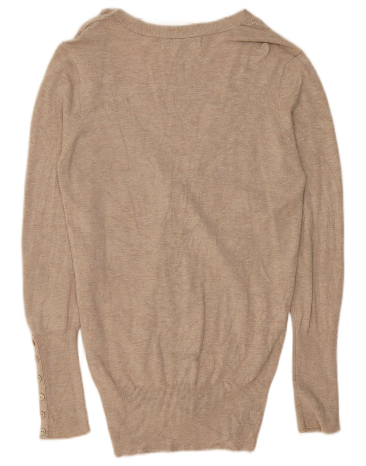 Zara Womens Cardigan Sweater UK 12 Medium Beige Rayon