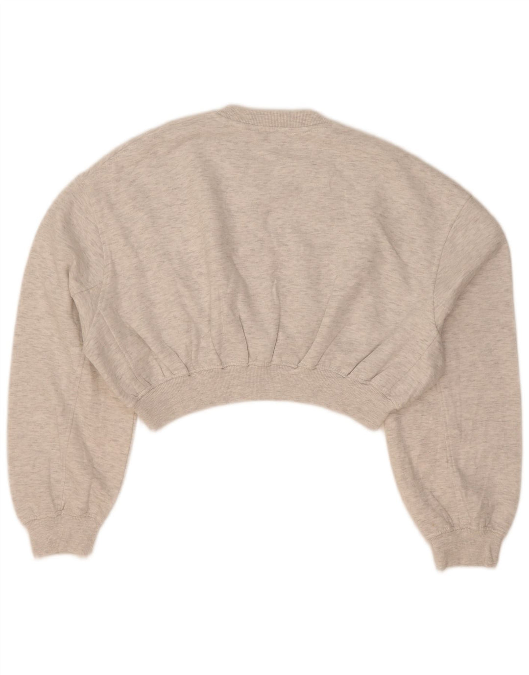 Zara Womens Crop Oversized Sweatshirt Jumper UK 10 Small Grey Flecked