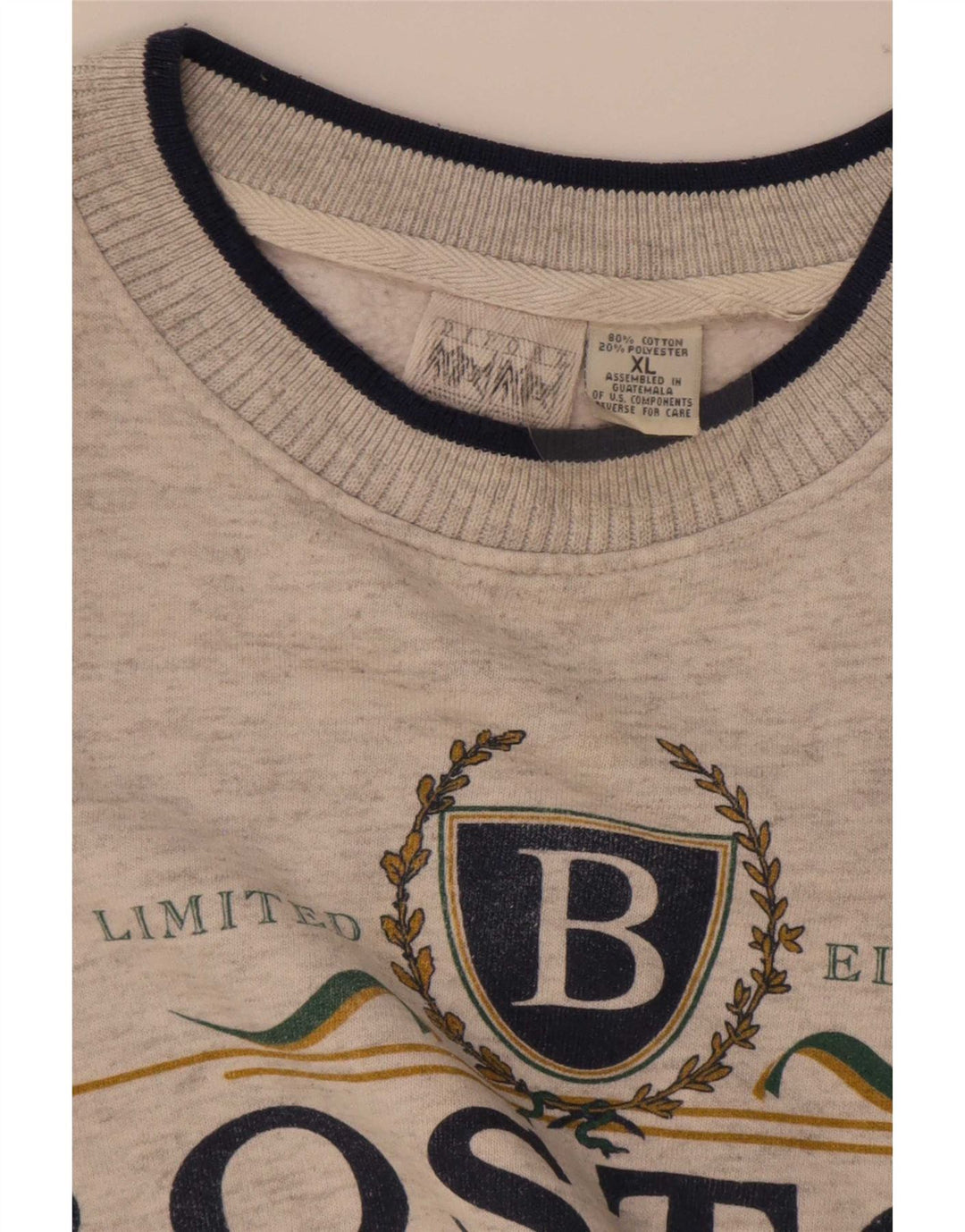 Boston Mens Graphic Sweatshirt Jumper XL Grey Cotton
