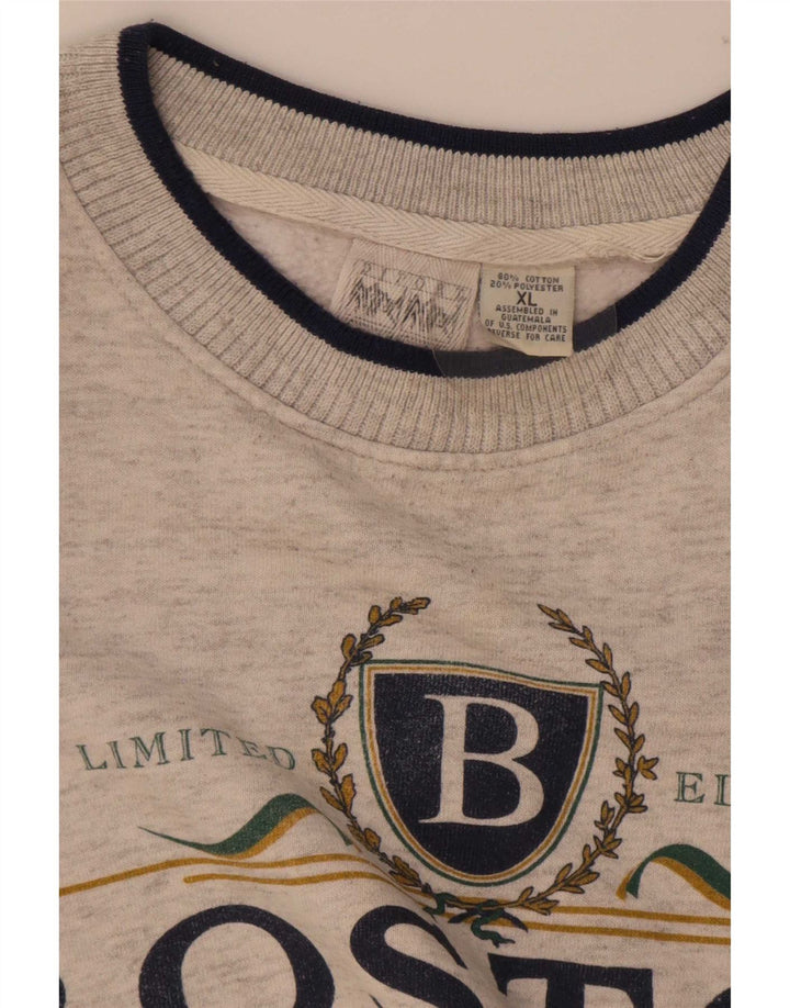 Boston Mens Graphic Sweatshirt Jumper XL Grey Cotton
