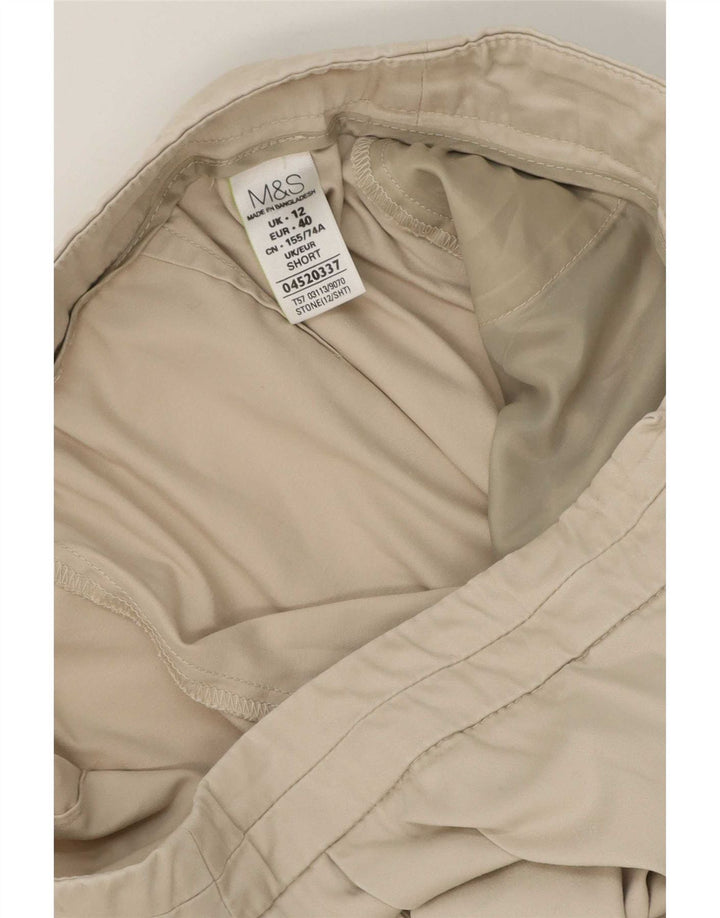 Marks & Spencer Womens Straight Capri Trousers UK 12 Medium W30 L22 Beige