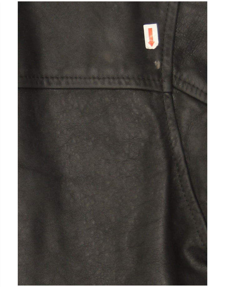 Vintage Mens Leather Jacket IT 46 Small Black Leather