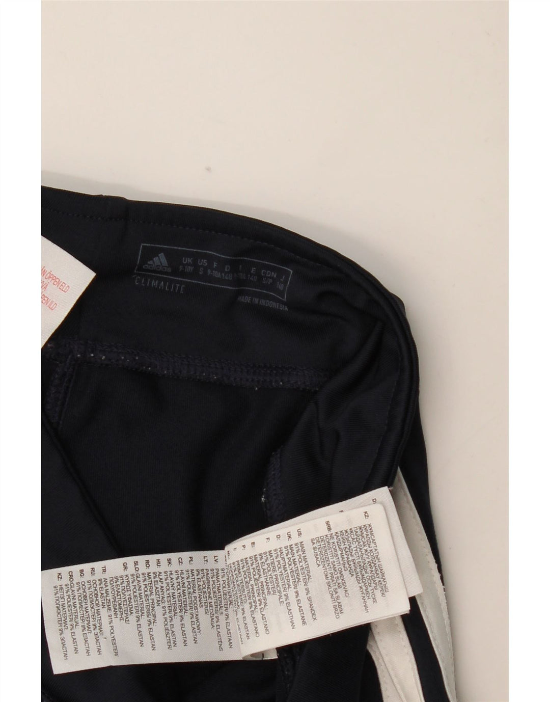 ADIDAS Girls Climalite Leggings 9-10 Years  Navy Blue Polyester