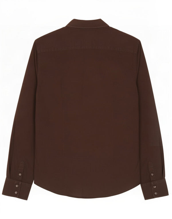 Tommy Hilfiger Womens Tuxedo Shirt US 8 Medium Brown