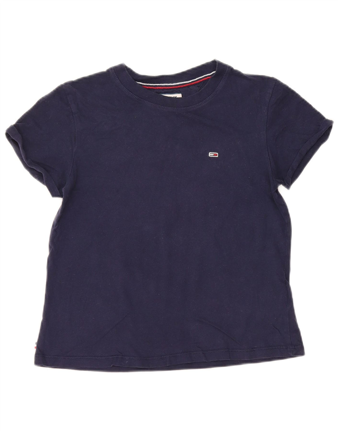 TOMMY HILFIGER Womens Oversized T-Shirt Top UK 2 2XS Navy Blue Cotton