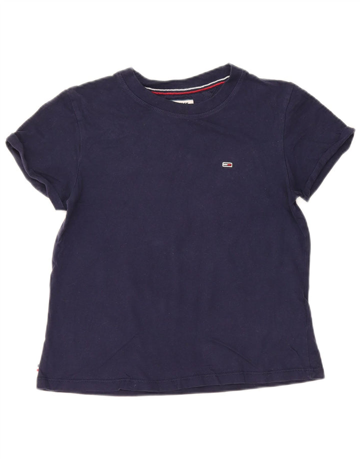 TOMMY HILFIGER Womens Oversized T-Shirt Top UK 2 2XS Navy Blue Cotton