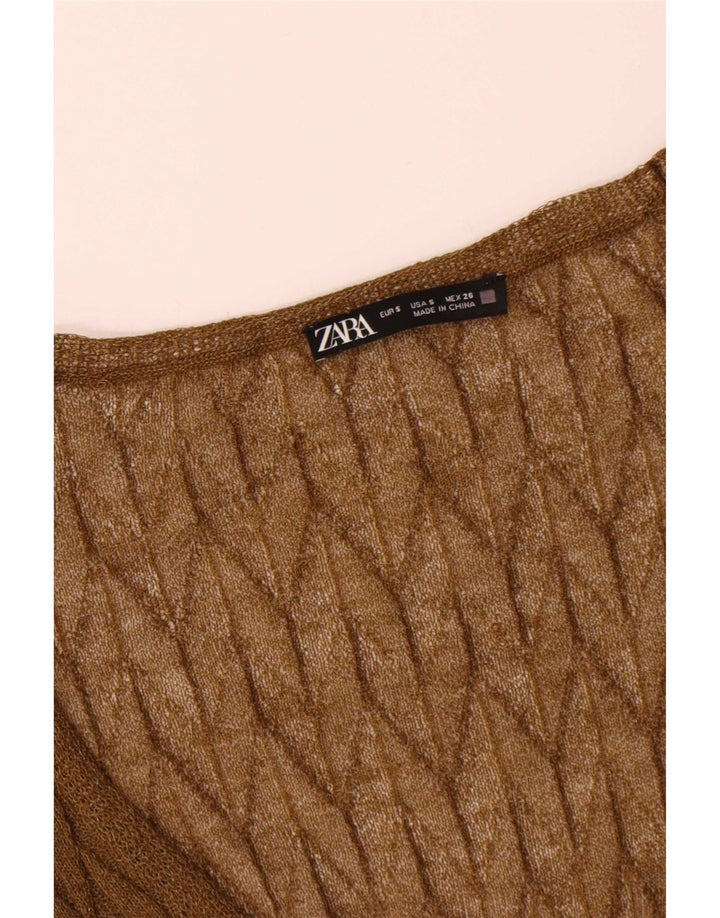 Zara Womens Crop Oversized Cardigan Top UK 10 Small Khaki