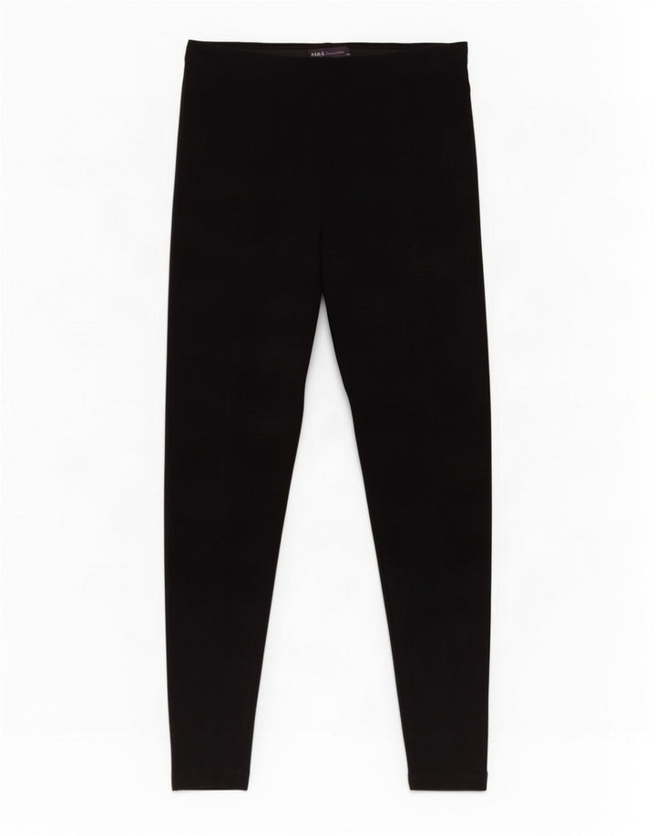 Marks & Spencer Womens Crop Leggings UK 10 Small Black Polyester