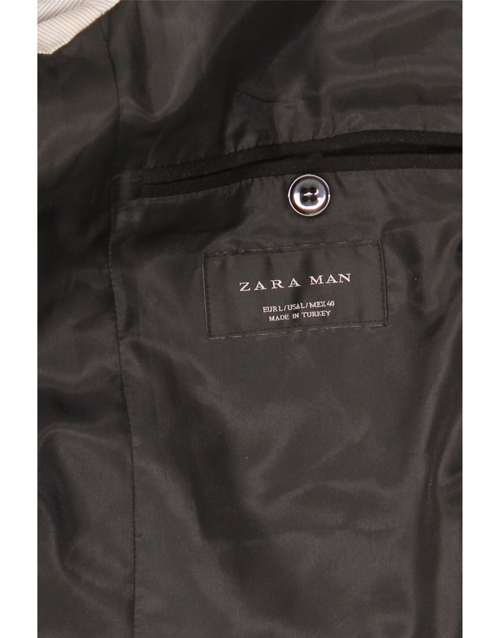 ZARA Mens 1 Button Blazer Jacket UK 40 Large Black Colourblock Polyester Vintage Zara and Second-Hand Zara from Messina Hembry 