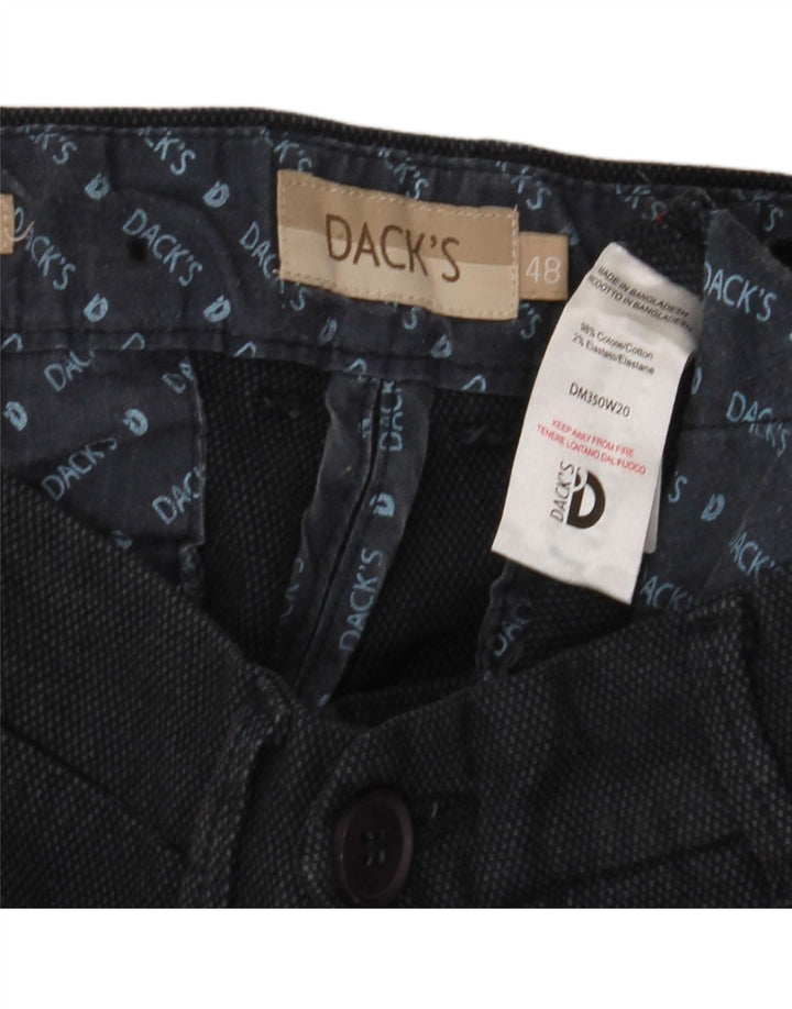 Dack's Mens Slim Chino Trousers IT 48 Medium W32 L32 Black Cotton