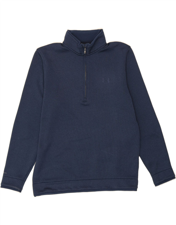 UNDER ARMOUR Mens Storm-Fit Zip Neck Sweatshirt Jumper Medium Navy Blue Vintage Under Armour and Second-Hand Under Armour from Messina Hembry 