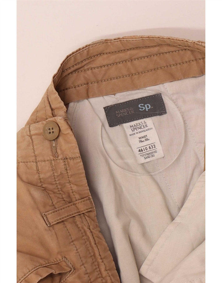 Marks & Spencer Mens Cargo Bermuda Shorts W30 Medium Beige Cotton