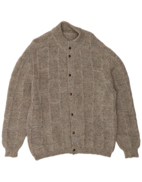 Vintage Mens Cardigan Sweater Large Grey Flecked