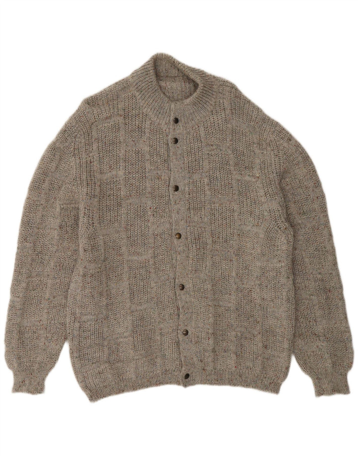 Vintage Mens Cardigan Sweater Large Grey Flecked