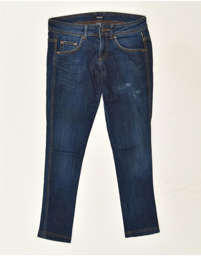 VERSACE Womens Slim Jeans W32 L27 Navy Blue | Vintage Versace | Thrift | Second-Hand Versace | Used Clothing | Messina Hembry 