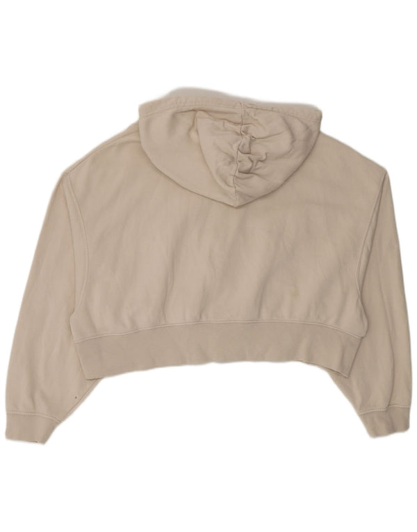 Nike Womens Crop Loose Fit Zip Hoodie Sweater UK 6 XS Beige Cotton