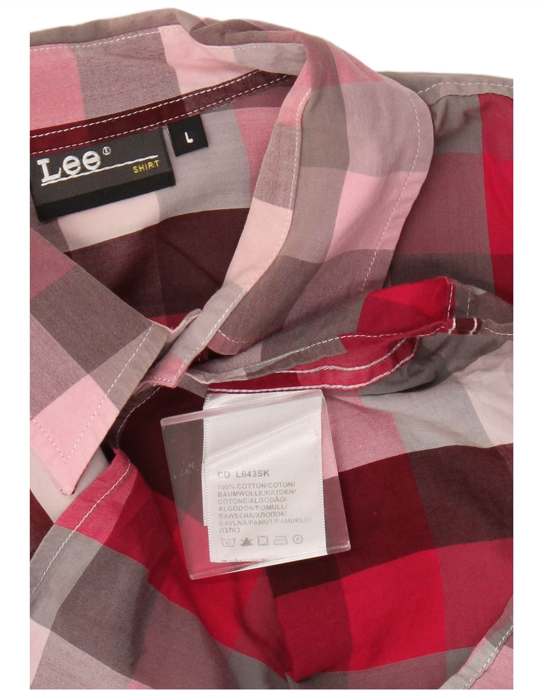 Lee Mens Shirt Large Pink Gingham Cotton
