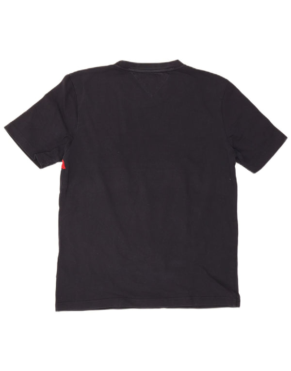 Tommy Hilfiger Mens Graphic T-Shirt Top Large Black Colourblock Cotton