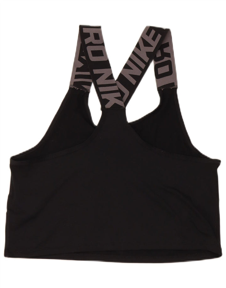 Nike Womens Dri Fit Graphic Sport Bra Top Small Black Polyester