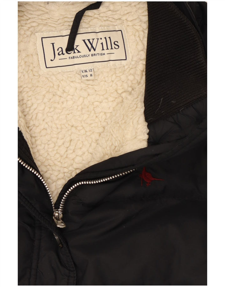 Jack Wills Womens Sherpa Jacket UK 12 Medium  Black Nylon