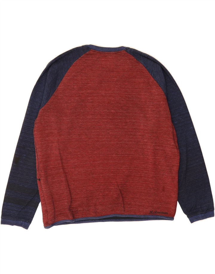 HURLEY Mens Crew Neck Jumper Sweater Large Red Colourblock Cotton Vintage Hurley and Second-Hand Hurley from Messina Hembry 