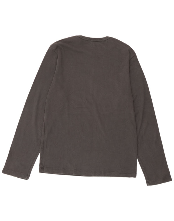 Gap Mens Fitted Top Long Sleeve Large Grey Cotton