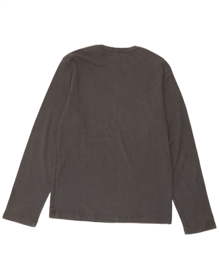 Gap Mens Fitted Top Long Sleeve Large Grey Cotton