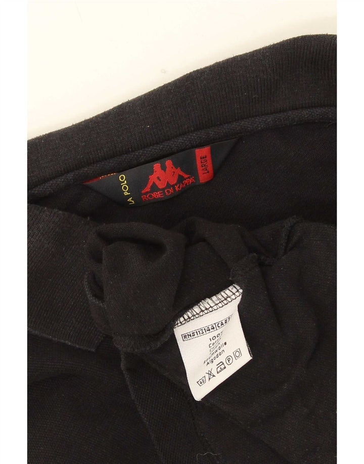Kappa Mens Polo Shirt Large Black Cotton