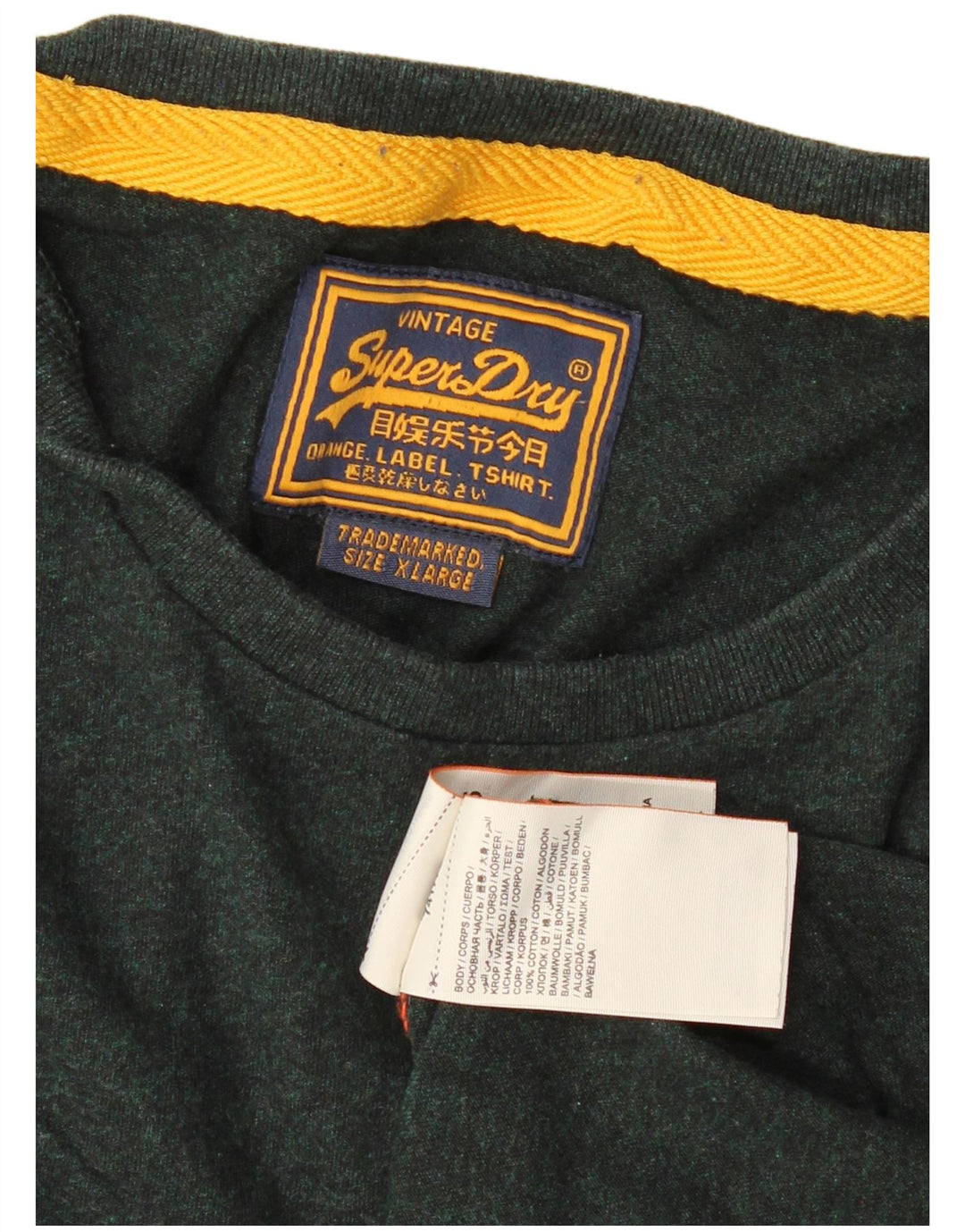 Superdry Mens T-Shirt Top XL Green Cotton