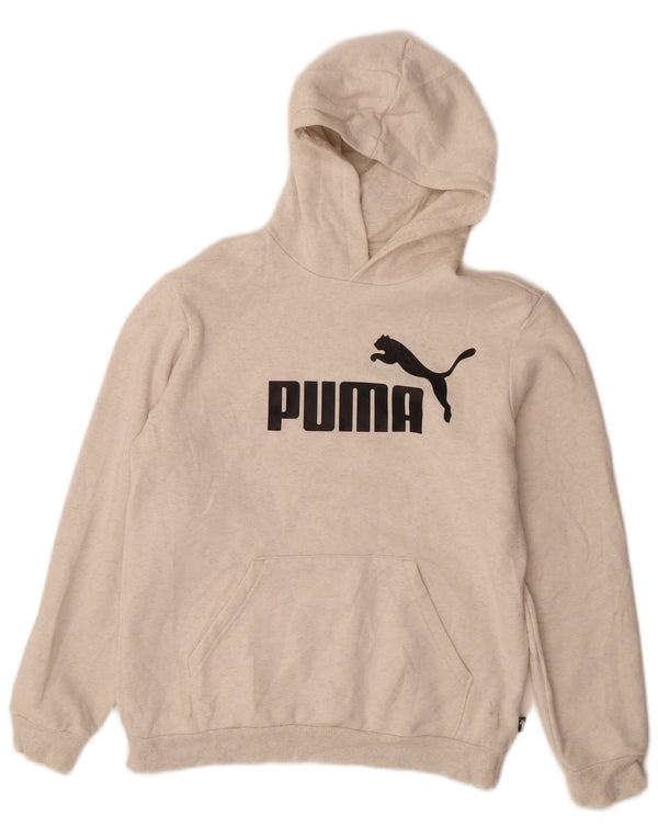 Puma Boys Graphic Hoodie Jumper 15-16 Years Grey Cotton