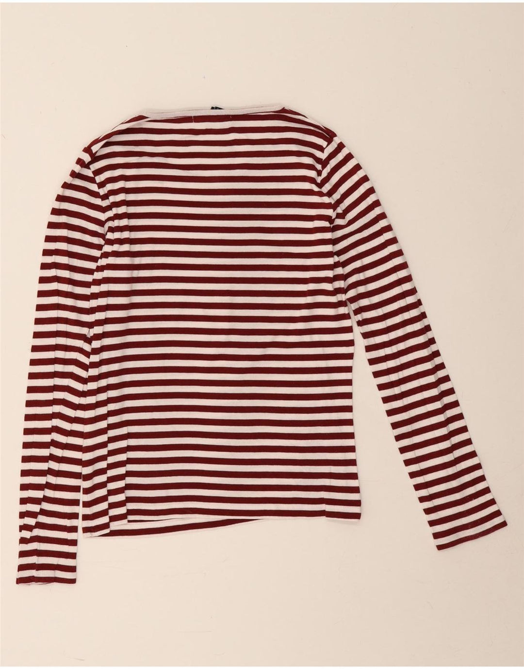 Gant Womens Top Long Sleeve UK 12 Medium Burgundy Striped