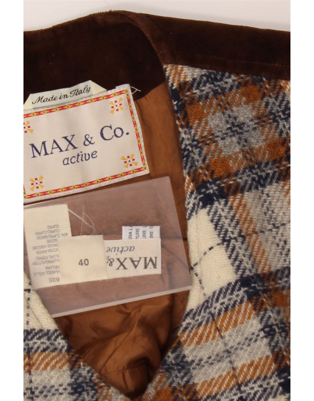 MAX & CO. Womens Waistcoat IT 40 Small Brown Check Wool