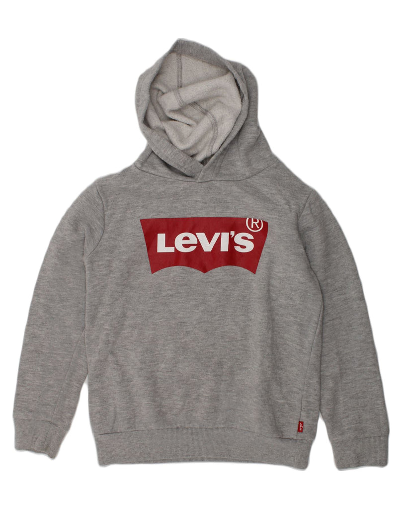 LEVI'S Boys Graphic Hoodie Jumper 8-9 Years Medium Grey Cotton | Vintage Levi's | Thrift | Second-Hand Levi's | Used Clothing | Messina Hembry 