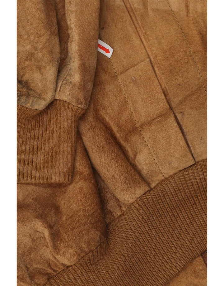 Vintage Mens Suede Bomber Jacket IT 54 2XL Beige