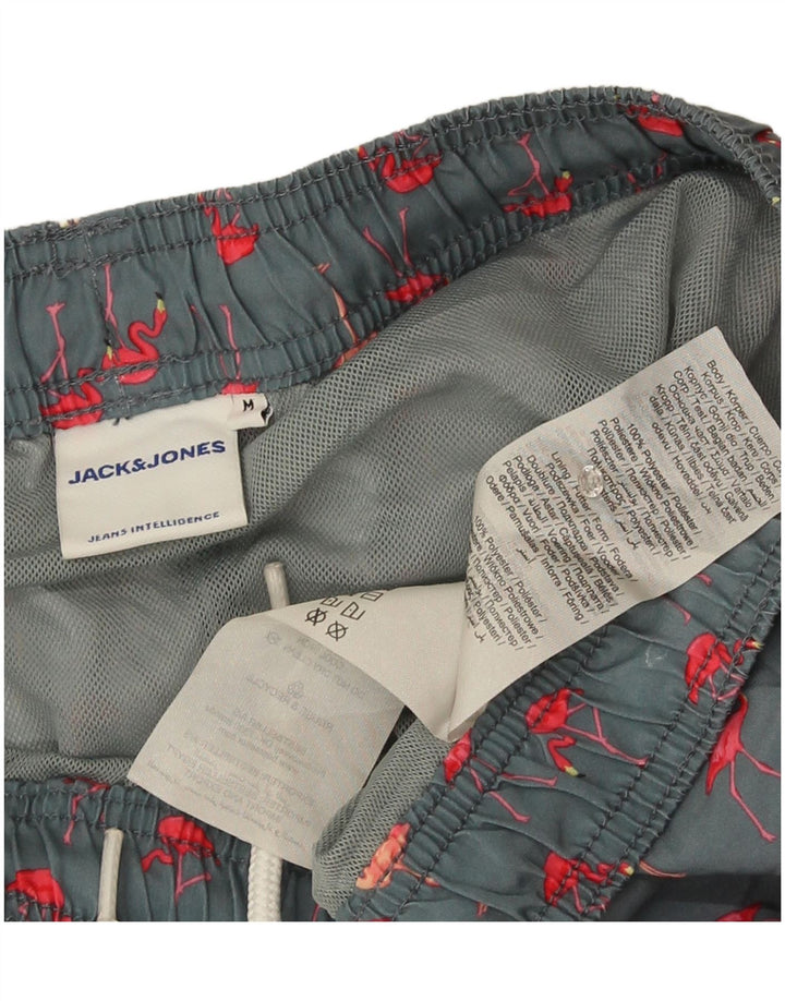 Jack & Jones Mens Graphic Swimming Shorts Medium Grey Polyester