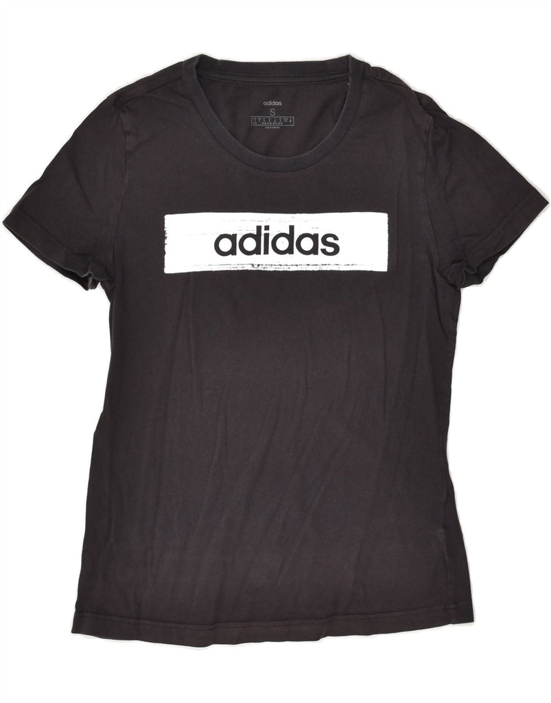 ADIDAS Womens Graphic T-Shirt Top UK 8/10 Small Black Cotton | Vintage Adidas | Thrift | Second-Hand Adidas | Used Clothing | Messina Hembry 