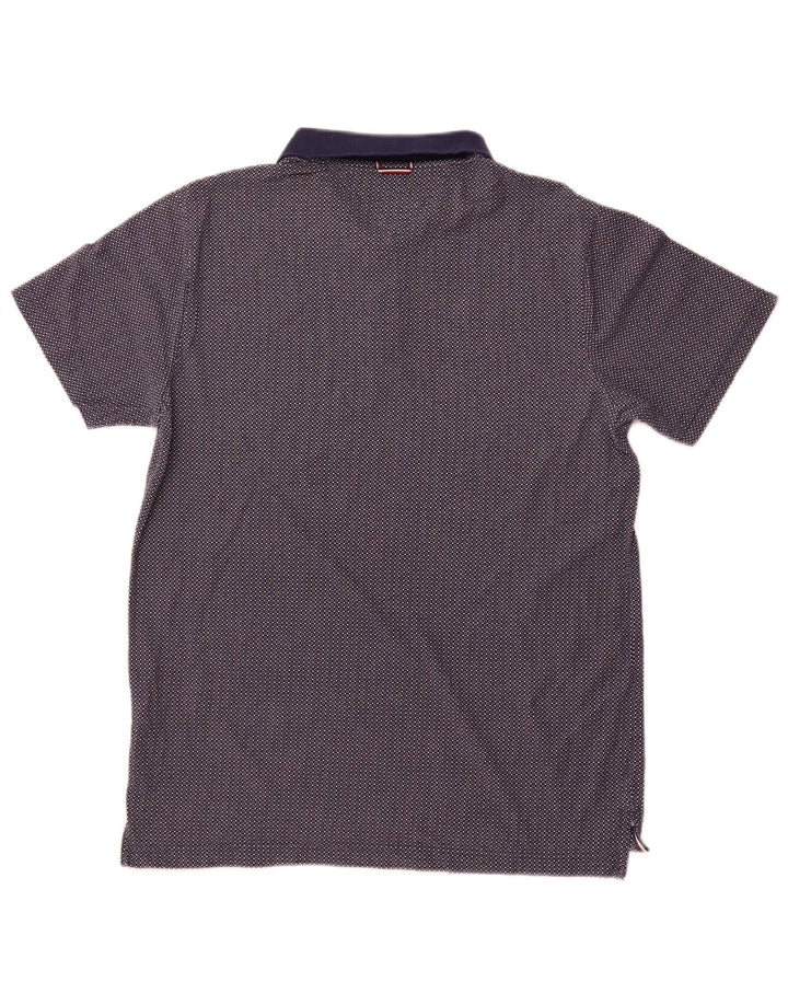 TOMMY HILFIGER Mens Polo Shirt XL Navy Blue Spotted Cotton