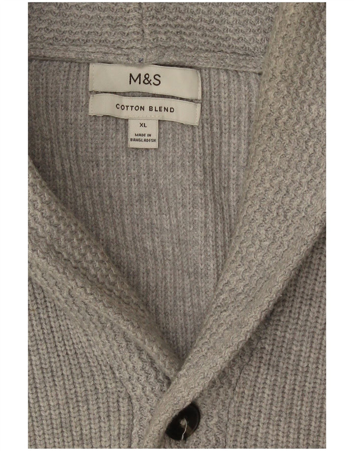Marks & Spencer Mens Cardigan Sweater XL Grey Cotton
