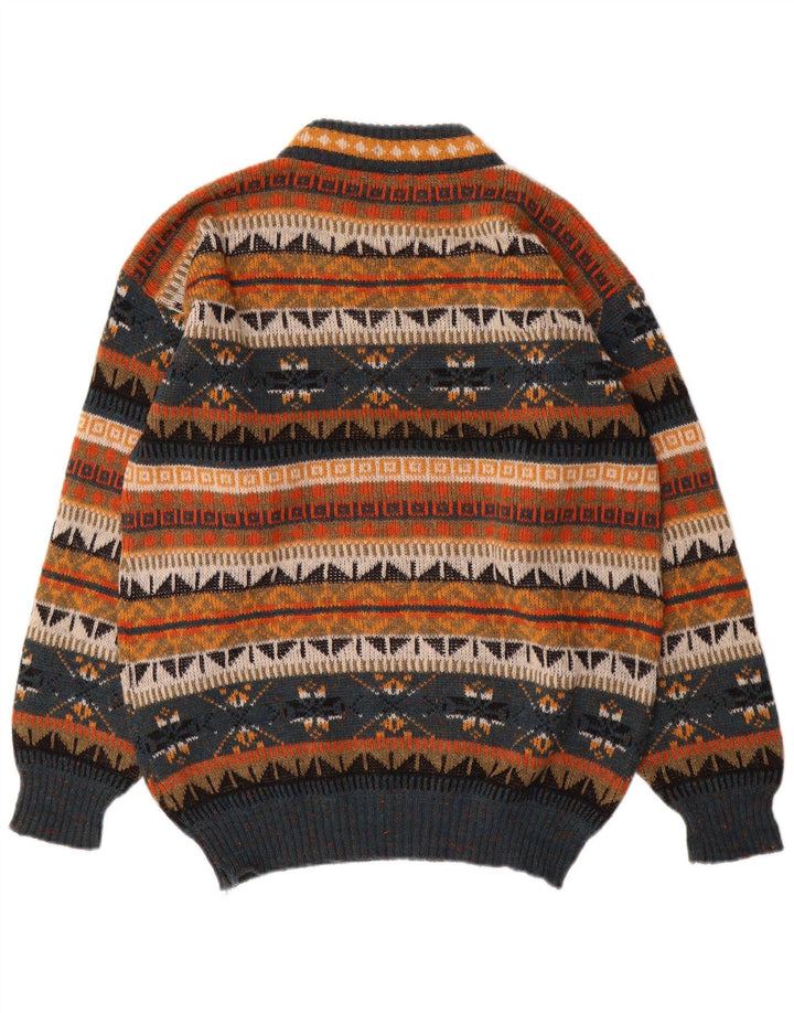 Vintage Mens Turtle Neck Jumper Sweater Large Multicoloured Fair Isle