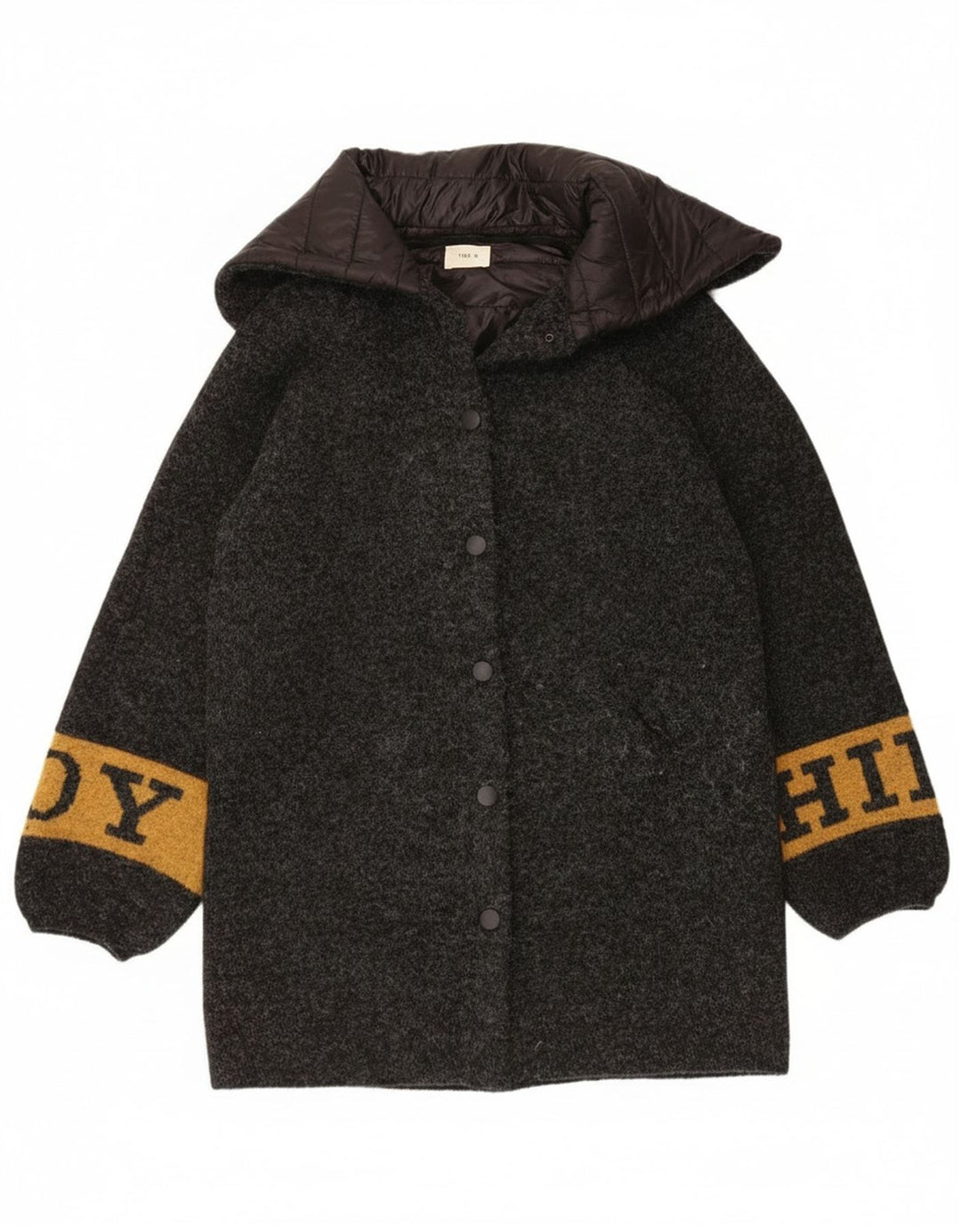 Toy G Womens Graphic Overcoat UK 12 Medium Grey Wool