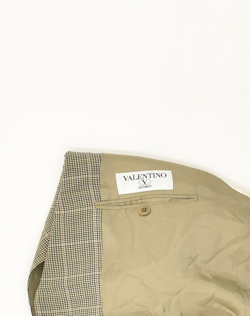 VALENTINO Mens 2 Button Blazer Jacket IT 56 3XL Beige Check Virgin Wool | Vintage Valentino | Thrift | Second-Hand Valentino | Used Clothing | Messina Hembry 